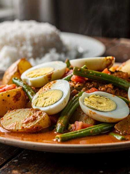 Alu en Ei Tarkari (aardappel en ei in masala)