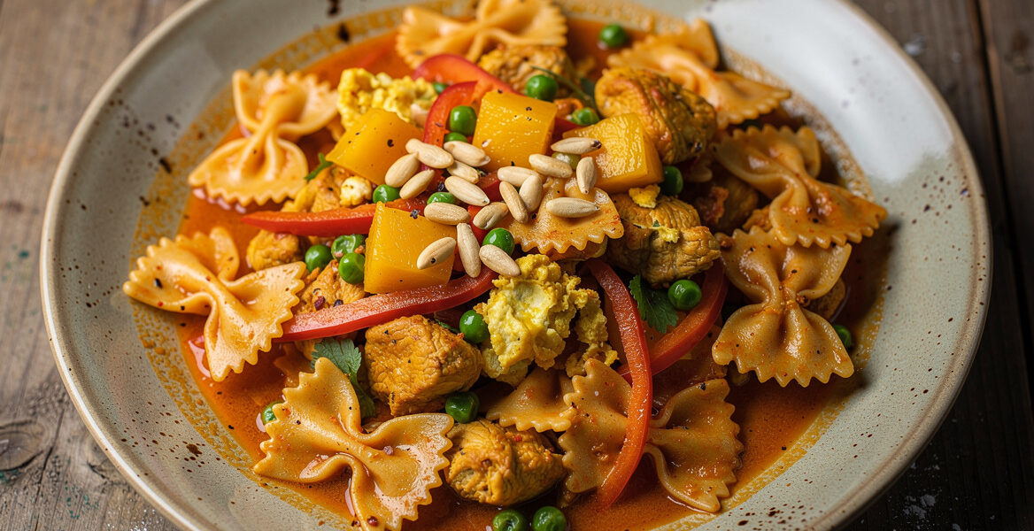 Farfalle Masala (farfalle in masalasaus met mango)