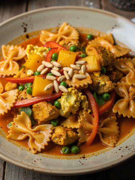 Farfalle Masala (farfalle in masalasaus met mango)