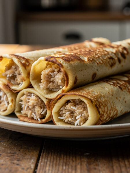 Flensjes (pannenkoek gevuld met cocos)