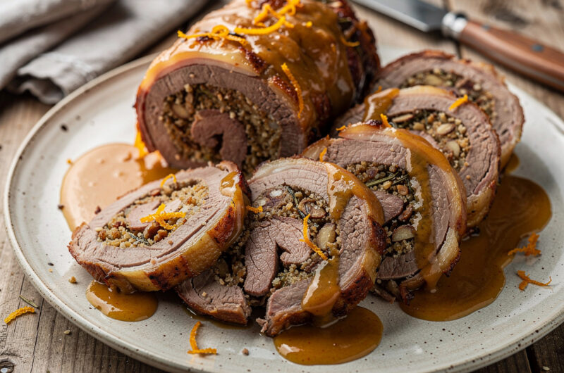 Gevulde lamsboutrollade uit de oven