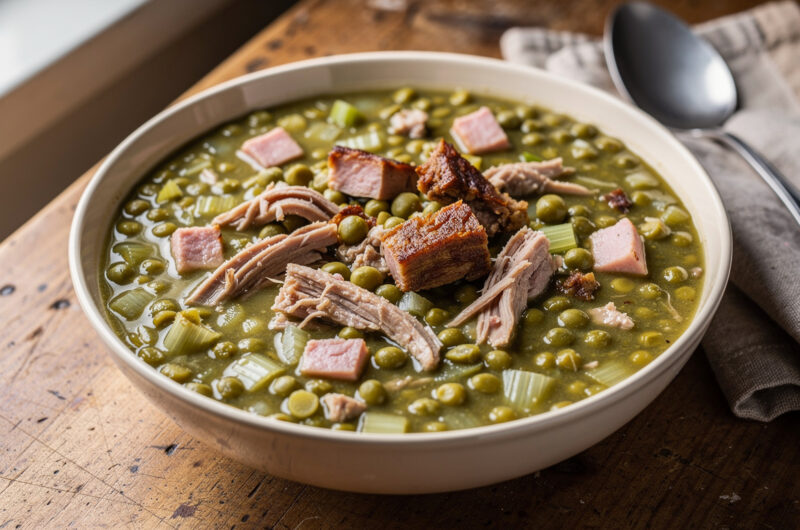 Groene erwtensoep met Masterbeef