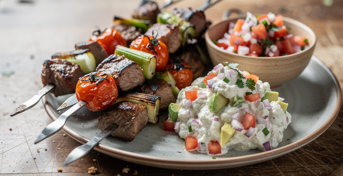 Lamsboutspiesen met salsa