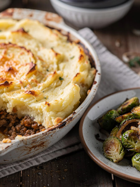 Lamsgehaktschotel met aardappelpuree en munt