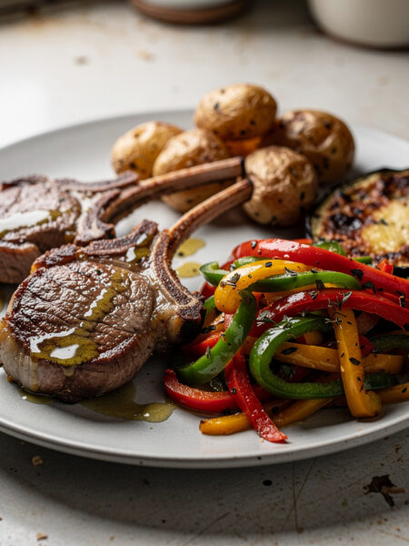 Lamskarbonades met paprikaratatouille