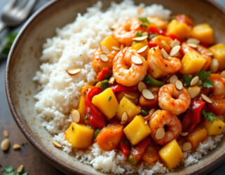 Masala Verassing (garnalen met ananas in masalasaus)