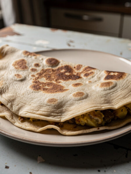 Roti Alubhari (roti gevuld met aardappelen)