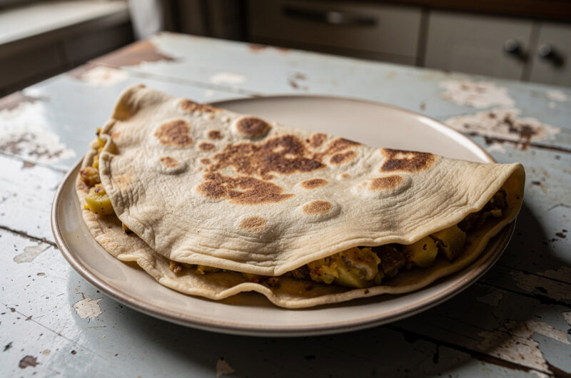 Roti Alubhari (roti gevuld met aardappelen)