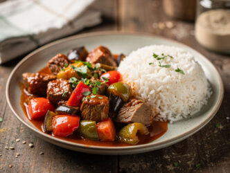 Stoofpotje van paprika en lamsvlees