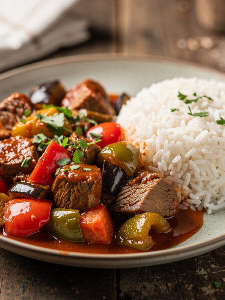 Stoofpotje van paprika en lamsvlees