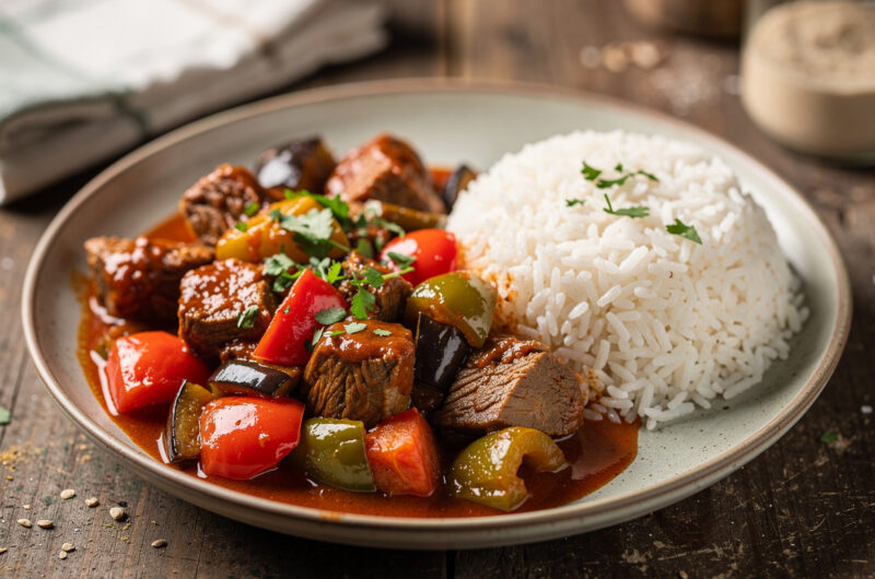Stoofpotje van paprika en lamsvlees