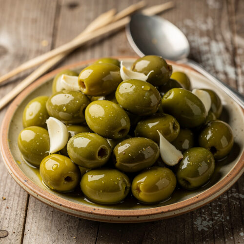 Aceitunas alinadas met groene olijven en sherry