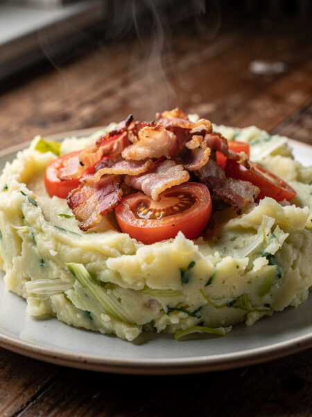 Andijviestamppot met bacon en tomaat