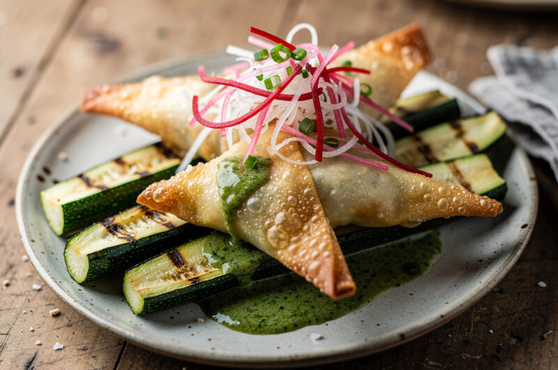 Aspergeloempiaatjes met geroosterde courgette