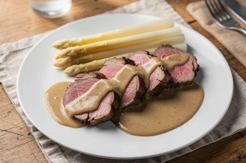 Asperges met lamsrugfilet
