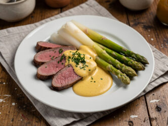 Asperges met ossenhaas en kerriesaus