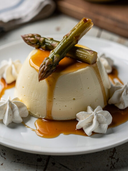Bavarois van asperges met gekonfijte asperges