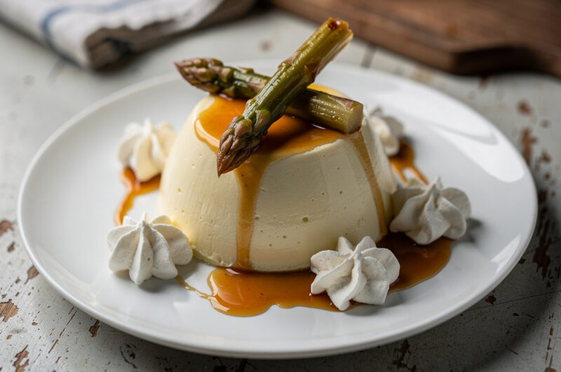 Bavarois van asperges met gekonfijte asperges