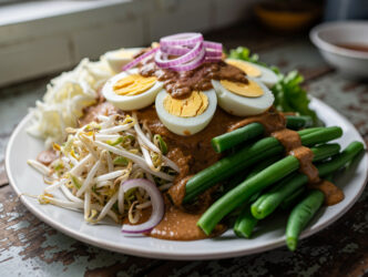 Gado Gado (groente-ei salade met gado gado saus)