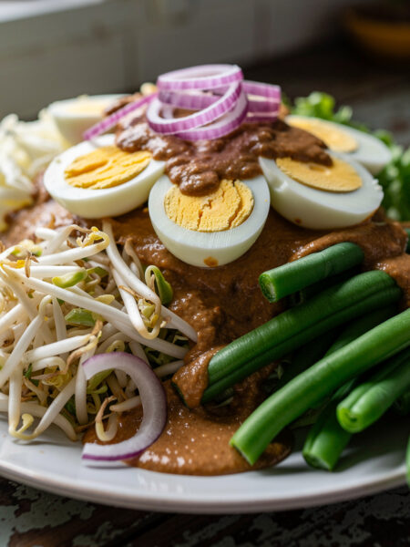 Gado Gado (groente-ei salade met gado gado saus)