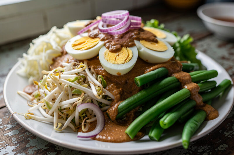 Gado Gado (groente-ei salade met gado gado saus)