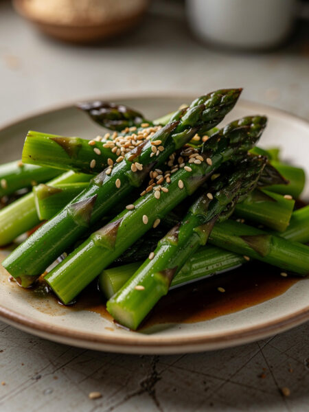 Gebakken asperges met sesamzaad