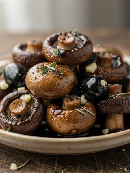 Gemarineerde champignons in balsamico en tijm