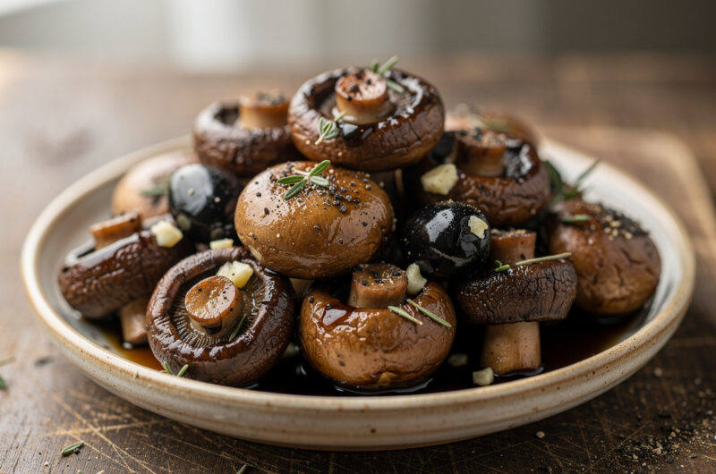 Gemarineerde champignons in balsamico en tijm