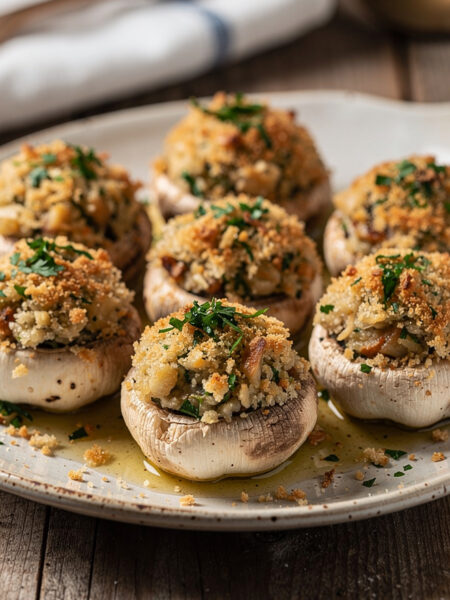 Gevulde knoflookchampignons