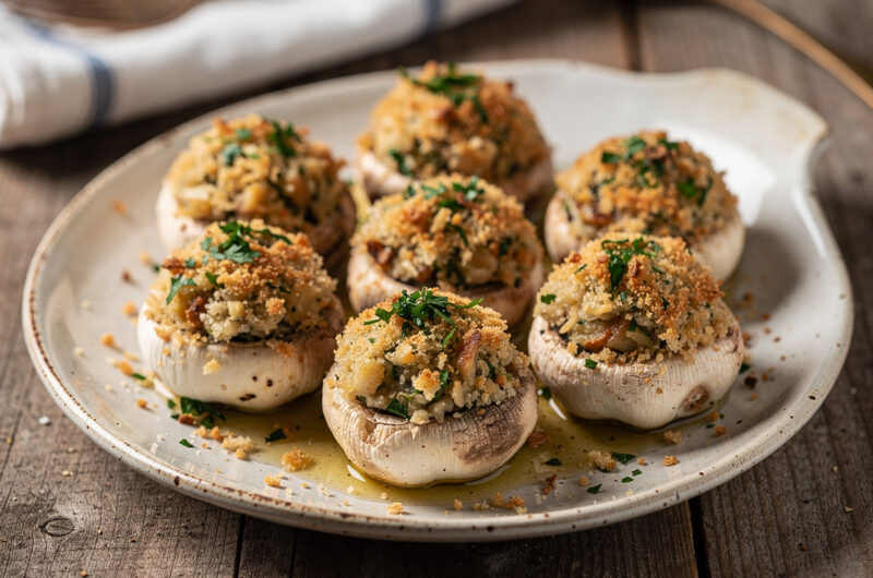 Gevulde knoflookchampignons