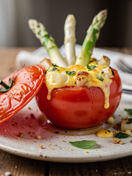 Gevulde tomaat met asperges