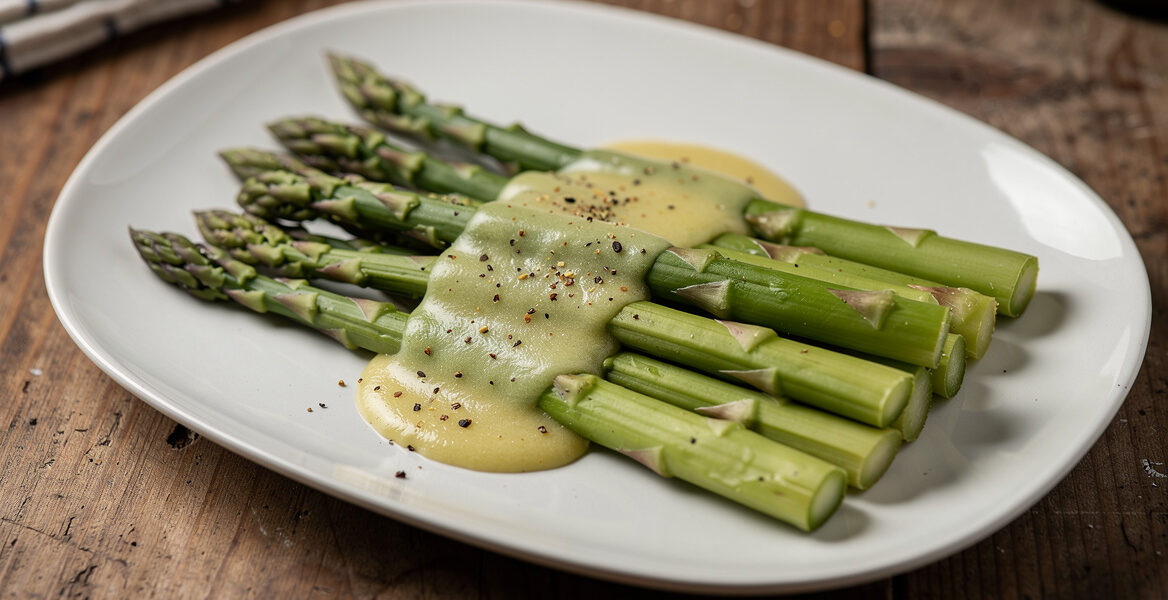 Groene asperges met citroen en nootmuskaat