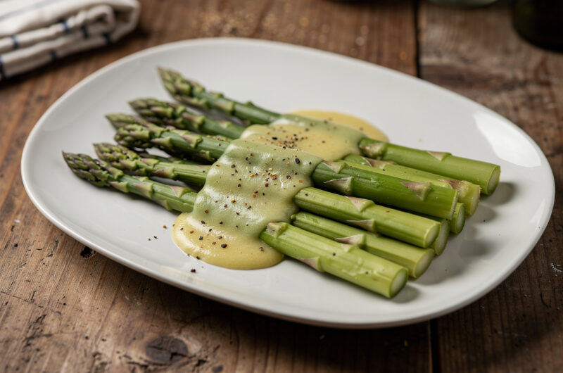 Groene asperges met citroen en nootmuskaat