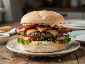 Hamburger met spek en tomaat