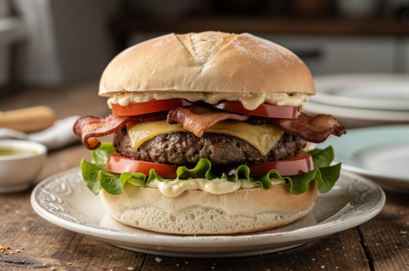 Hamburger met spek en tomaat