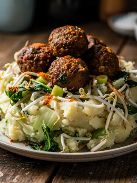 Indische paksoistamppot met gehaktballetjes