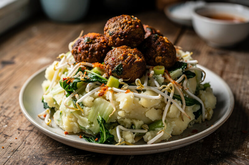 Indische paksoistamppot met gehaktballetjes