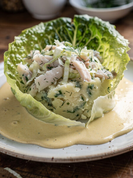 Kabeljauwstamppot met mosterdsaus