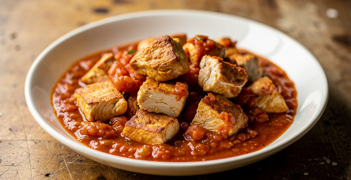 Kipstukjes in tomatensaus