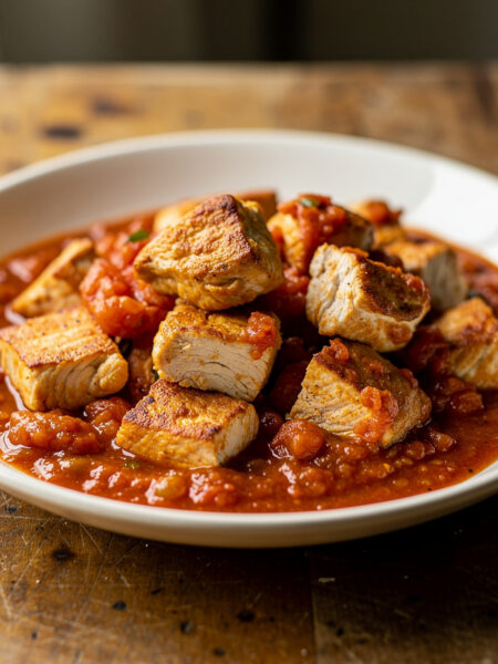 Kipstukjes in tomatensaus