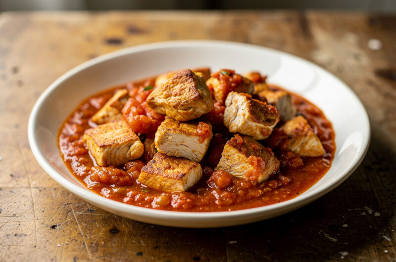 Kipstukjes in tomatensaus
