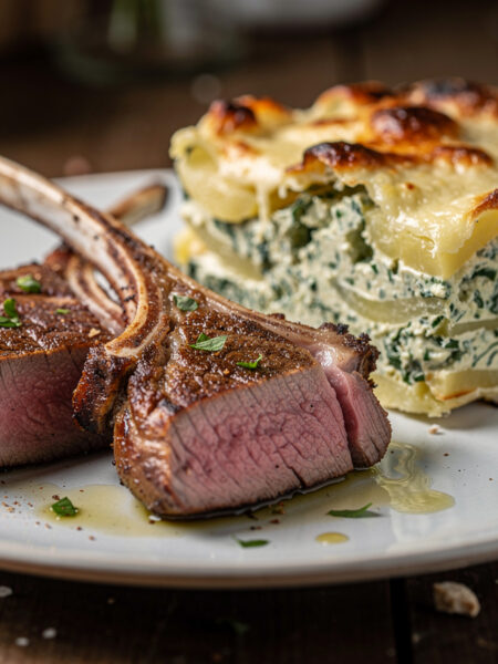 Lamskoteletten met spinaziegratin