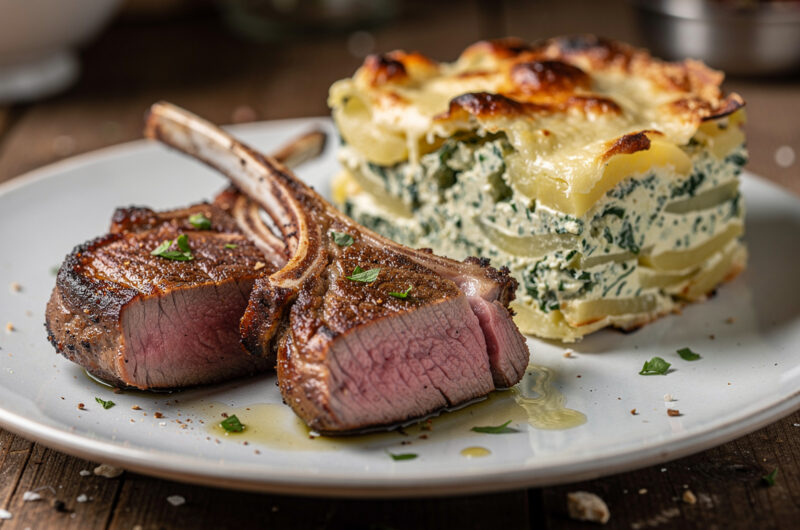 Lamskoteletten met spinaziegratin