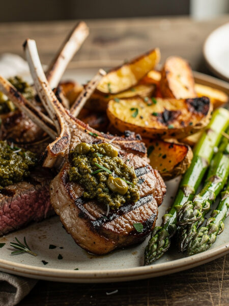 Lamskoteletten met tapenade
