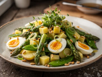 Maaltijdsalade met asperges en graskaas