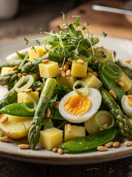 Maaltijdsalade met asperges en graskaas