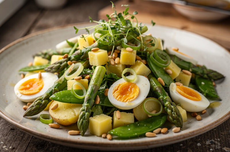 Maaltijdsalade met asperges en graskaas