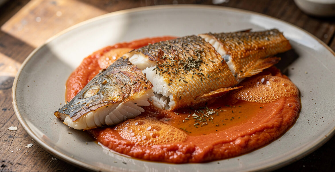 Roodbaars met tomatensaus
