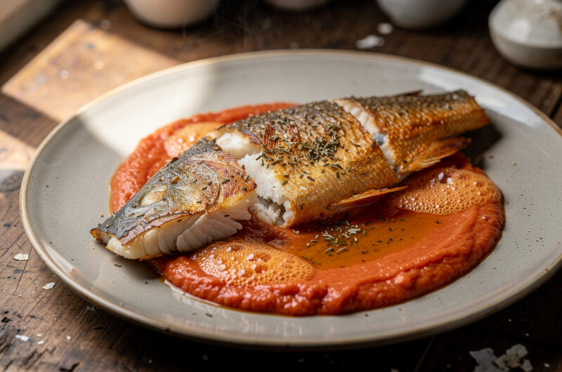 Roodbaars met tomatensaus