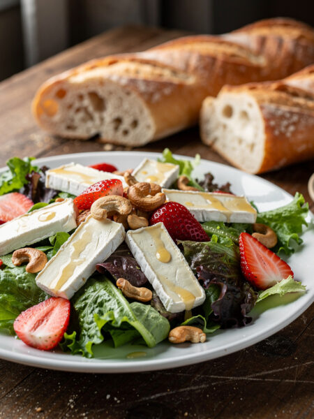 Salade met aardbeien en brie